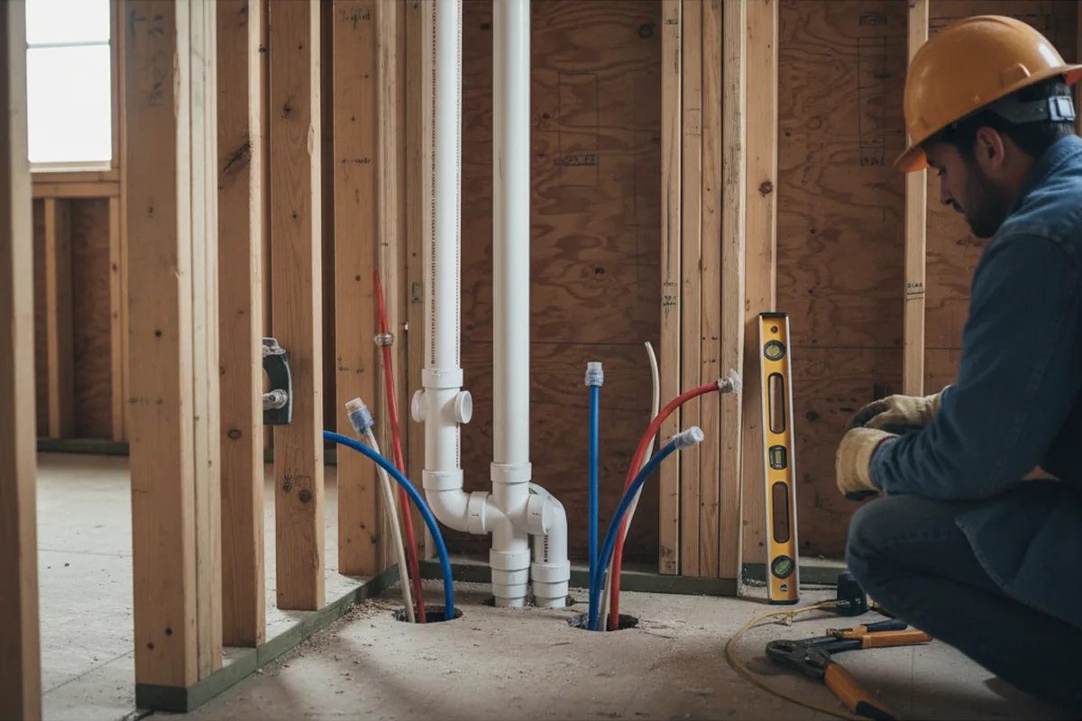Drain and supply rough-in during Drain Cleaning in Markle
